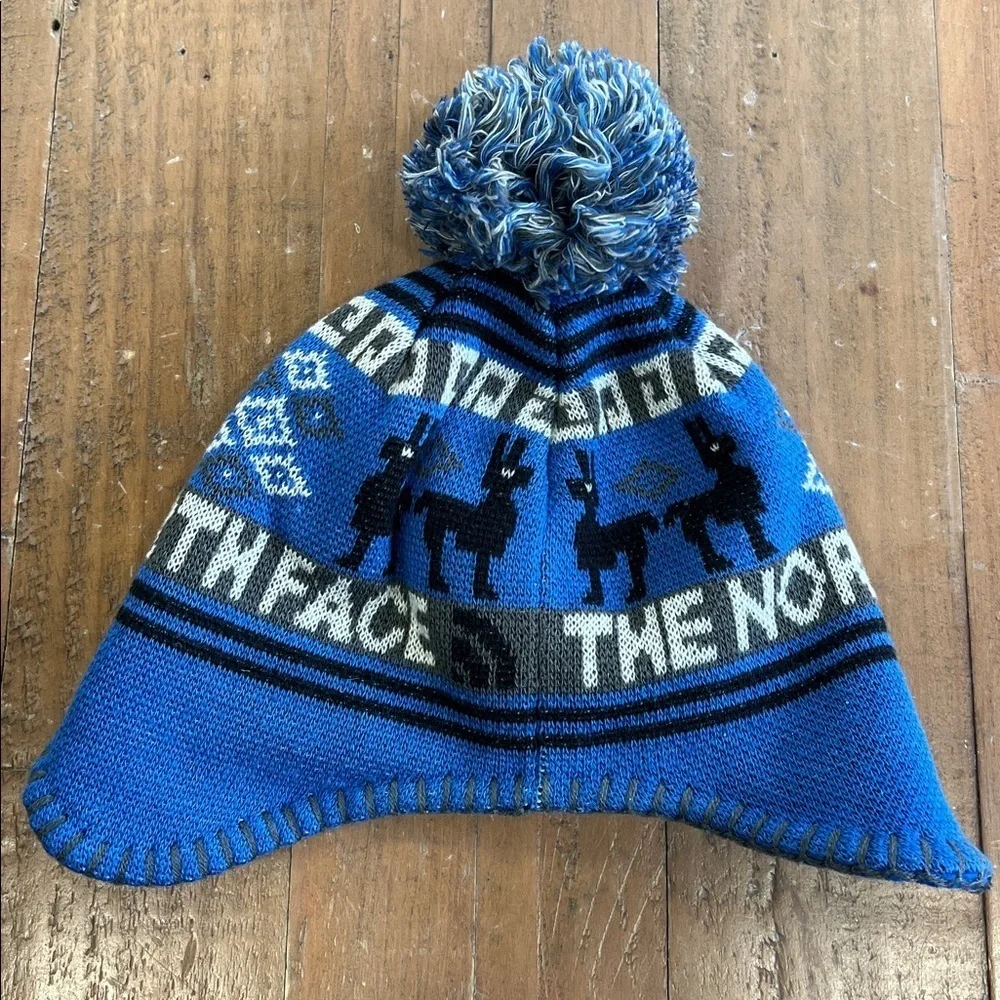 The North Face Kids llama knit beanie 12-24 months knit Pom Pom